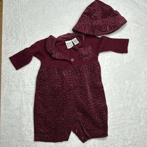 Field gear baby outfit corduroy, red beat floral print cotton with hat 6 6m girl
